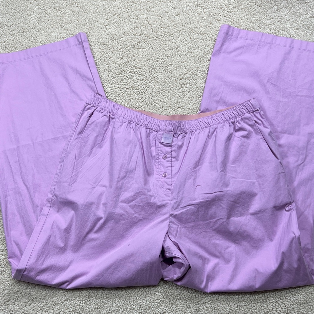 Florence by Mills XL Tall Lilac Pastel Cotton Stretch Wide Leg Sleep Lounge Pant